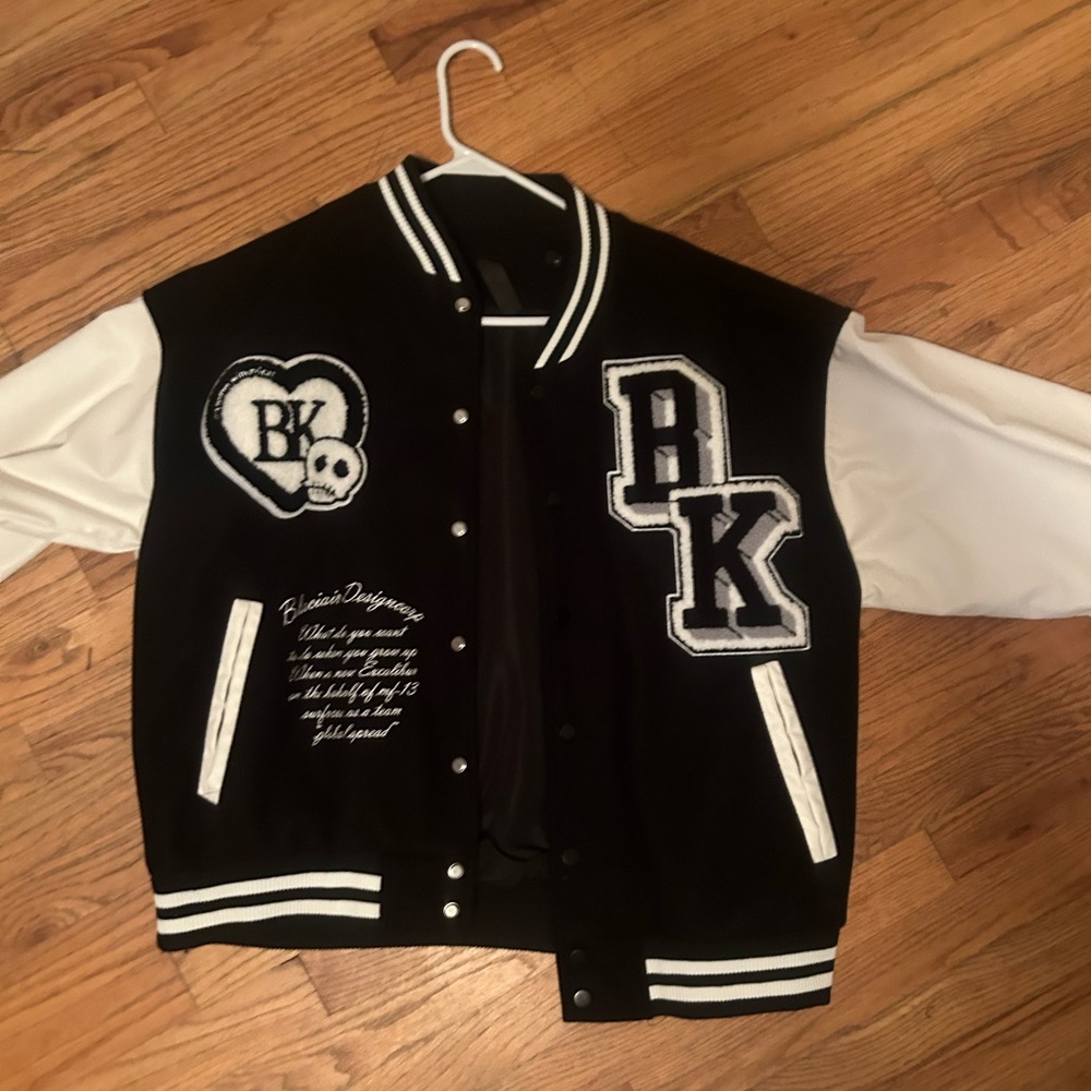 varsity heavy leather jacket